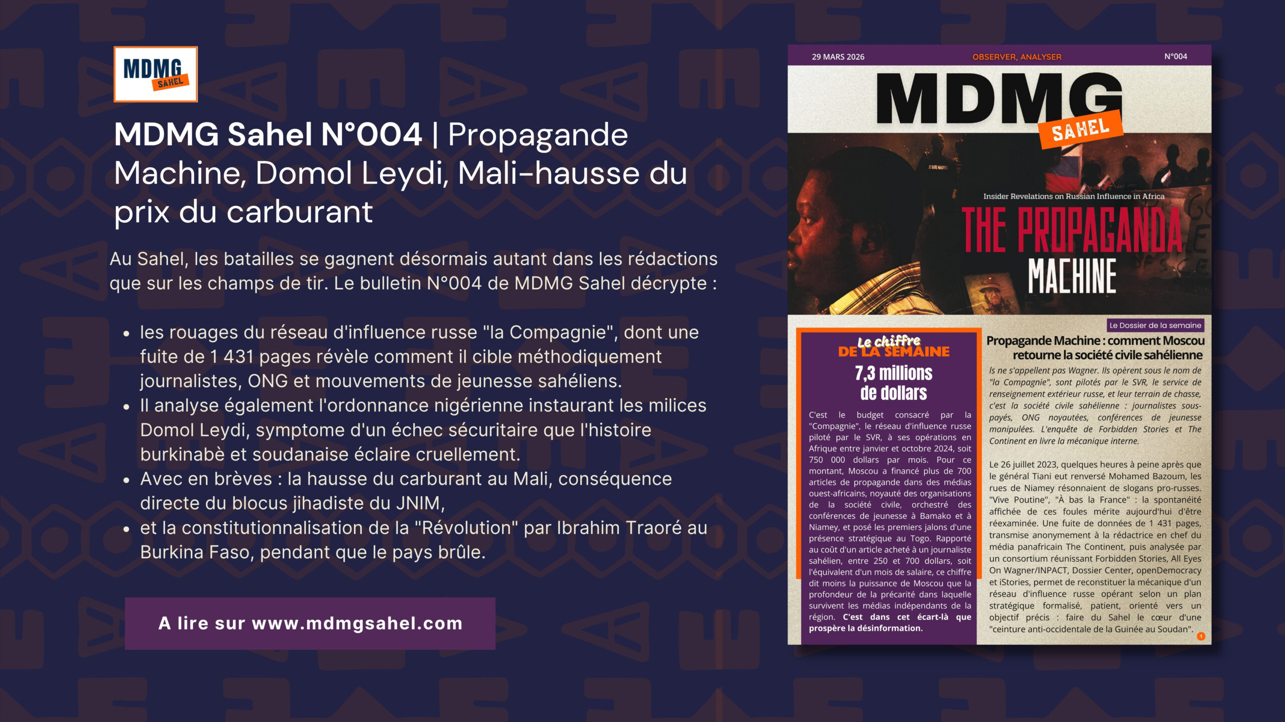 MDMG Sahel N°004 | Propagande Machine, Domol Leydi, Mali – hausse du carburant