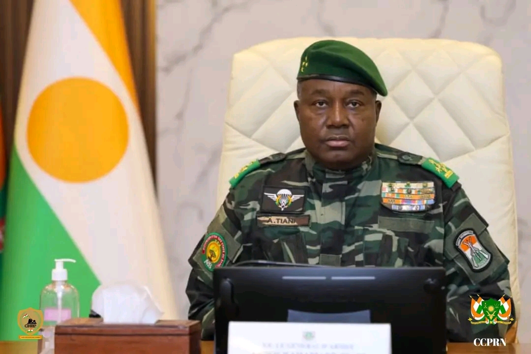 Le général Abdourahamane Tiani, chef de la junte militaire nigérienne, lors de son intervention télévisée pour le troisième anniversaire du coup d'État du 26 juillet 2023.