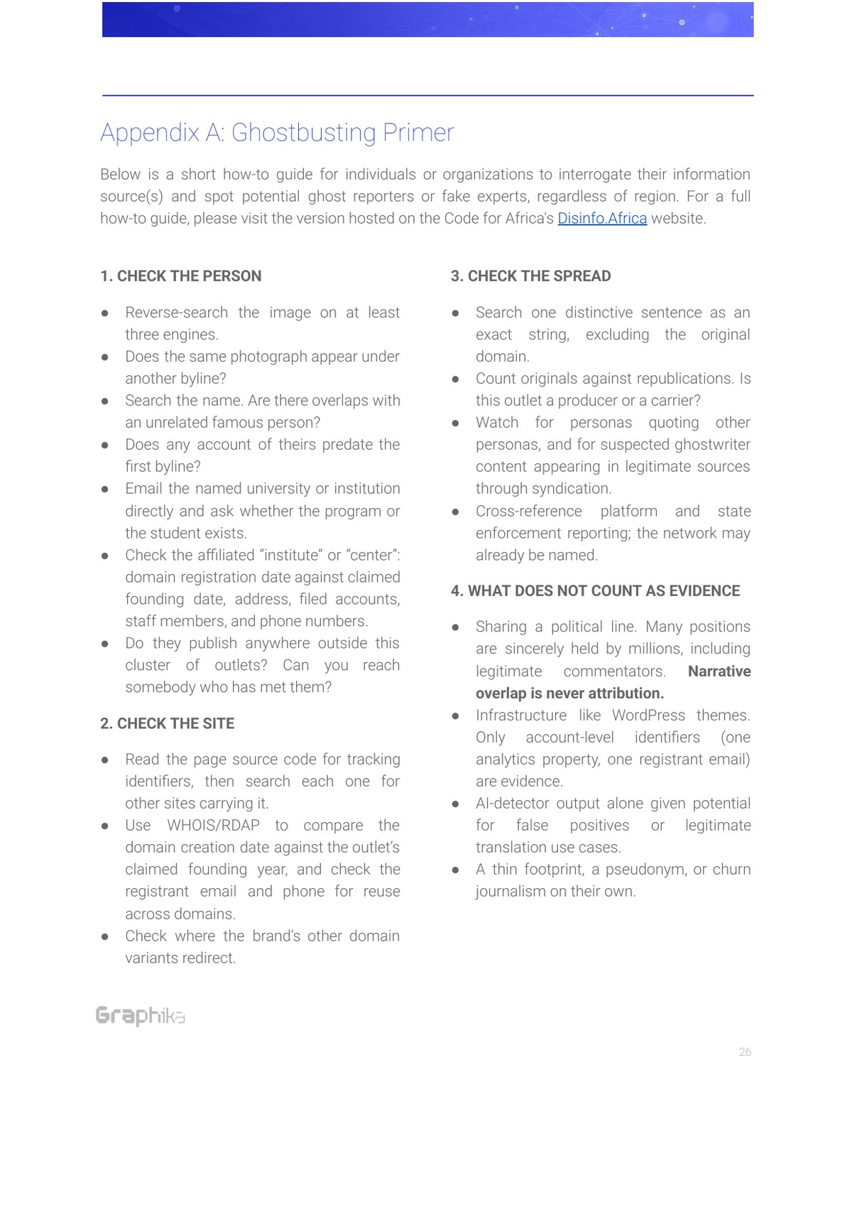 Page du guide de vérification publié en annexe du rapport